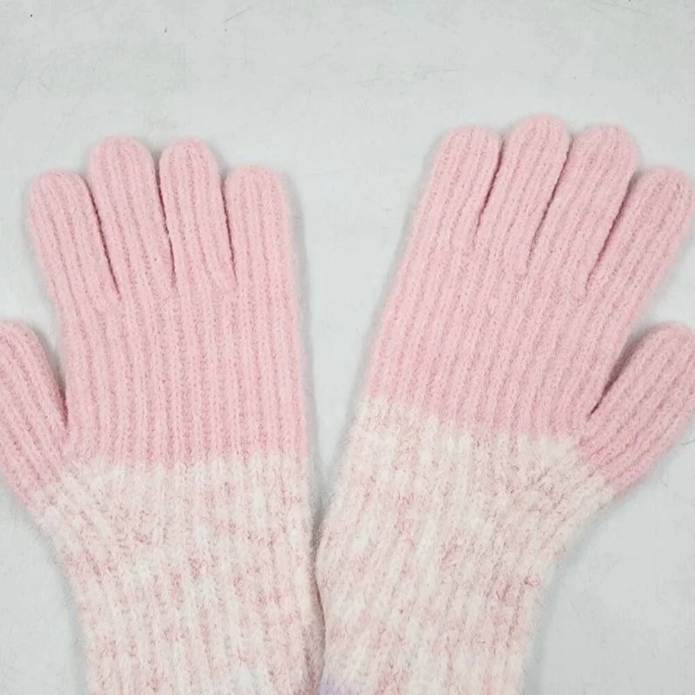 Jocelyn Color Block Ribbed Wool Blend Gloves Women's One Size Pink Multi Pull On